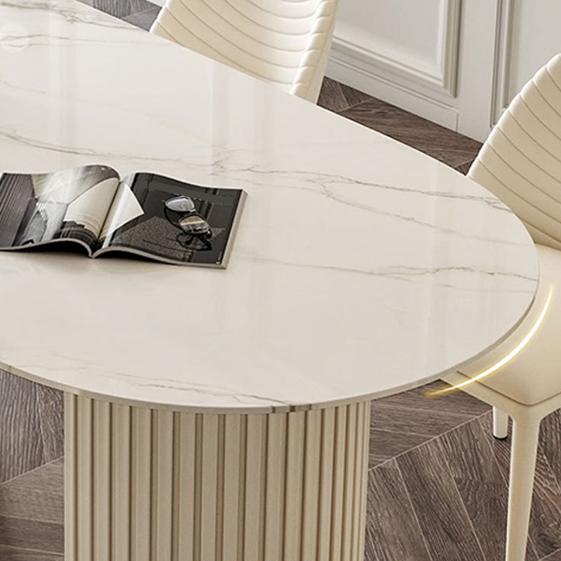Double Pedestal Dining Room Table Modern Stone Table for Kitchen