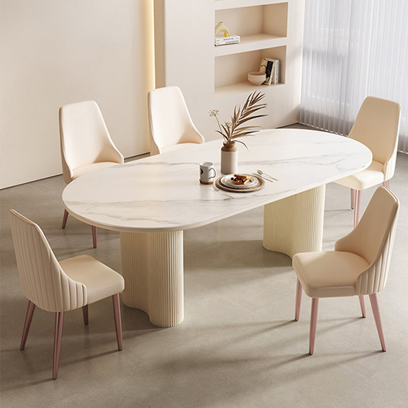 Contemporary Sintered Stone Dining Table Oval Dinner Room Table