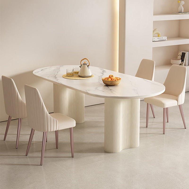 Contemporary Sintered Stone Dining Table Oval Dinner Room Table