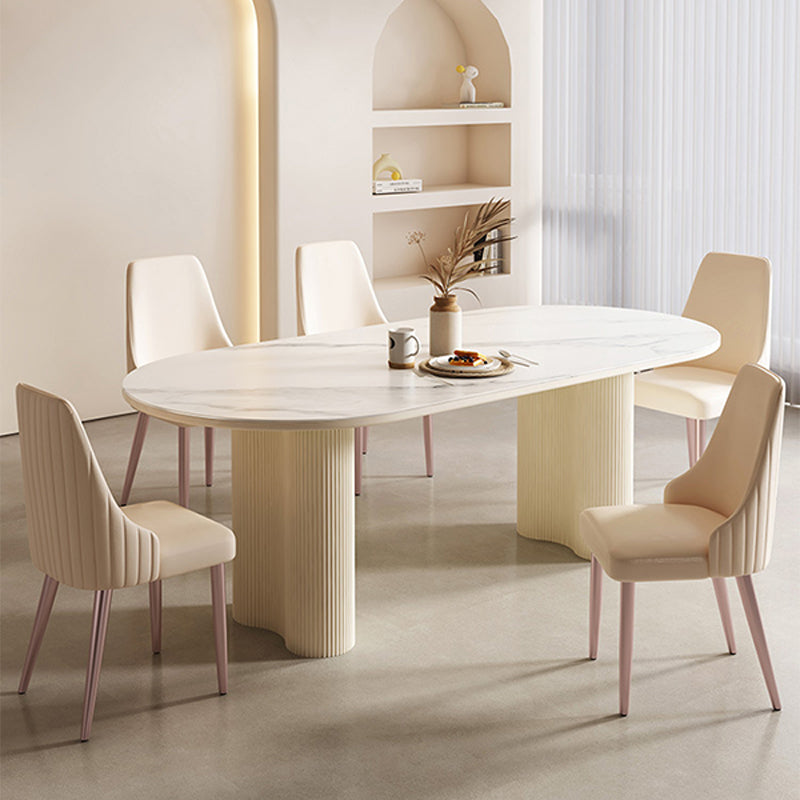 Contemporary Sintered Stone Dining Table Oval Dinner Room Table