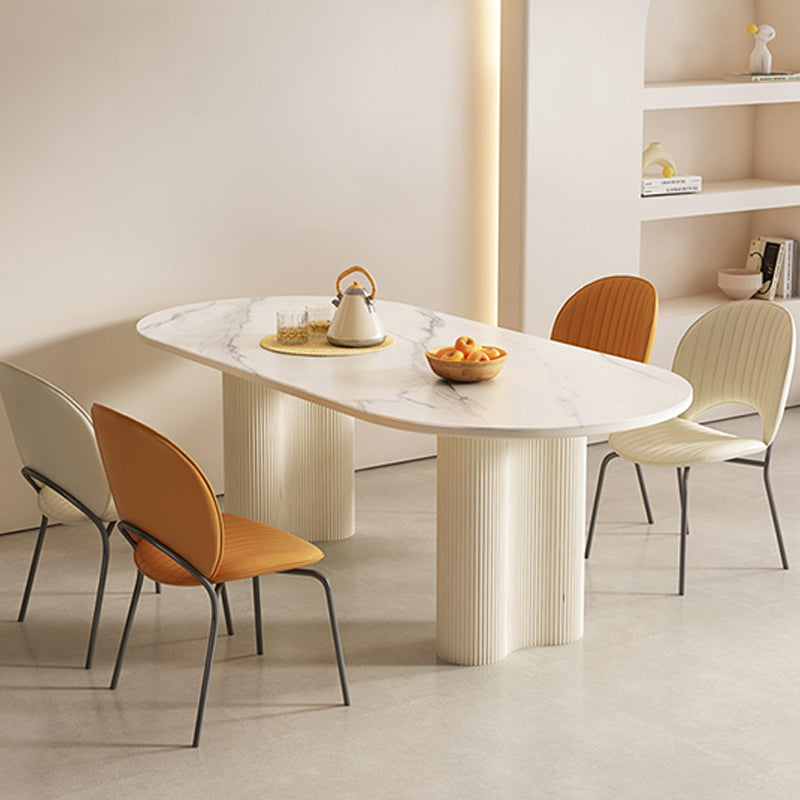 Contemporary Sintered Stone Dining Table Oval Dinner Room Table