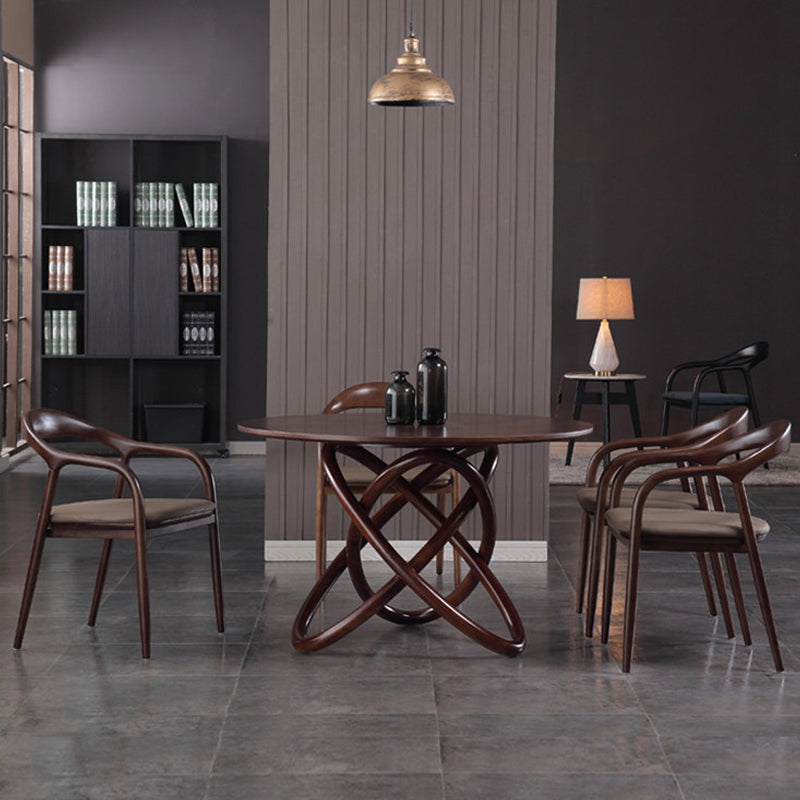 Contemporary Solid Wood Dining Table Round Pedestal Base Dining Table for Home