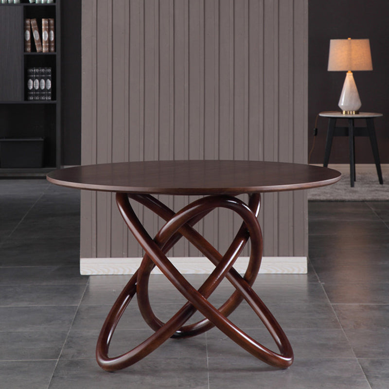 Contemporary Solid Wood Dining Table Round Pedestal Base Dining Table for Home