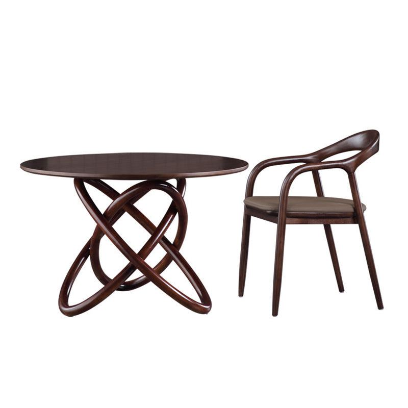Contemporary Solid Wood Dining Table Round Pedestal Base Dining Table for Home