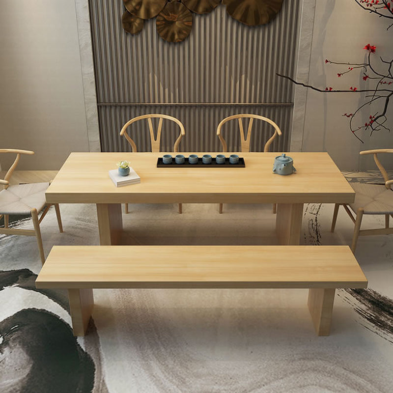Glam Style Wooden Dining Table Rectangle Table with Wooden Legs for Home Use