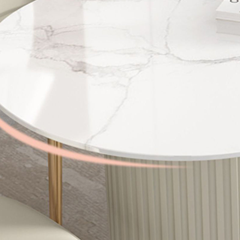 White Base Dining Room Table Modern Style Stone Table for Kitchen