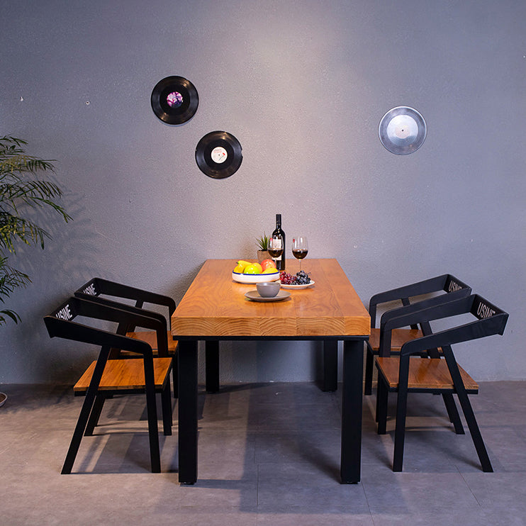 Rectangle 4 Legs Dining Table Industrial Wood Table for Kitchen