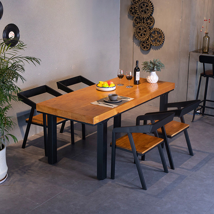 Rectangle 4 Legs Dining Table Industrial Wood Table for Kitchen