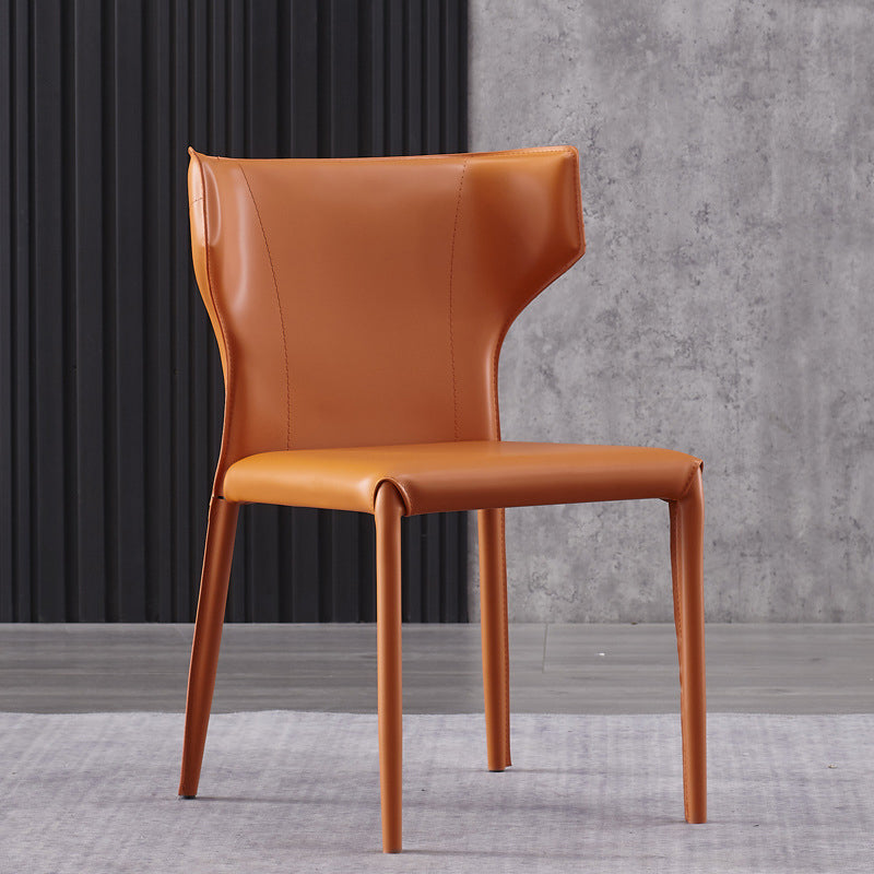 Faux Leather Kitchen Armless Chair Wingback Side Chair in Orange