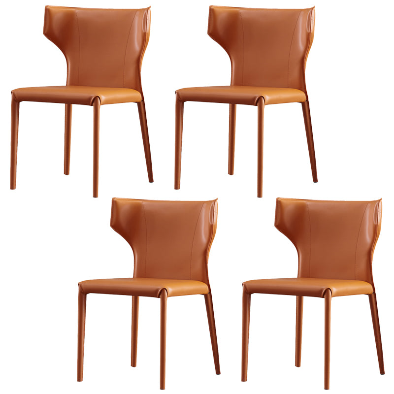 Faux Leather Kitchen Armless Chair Wingback Side Chair in Orange