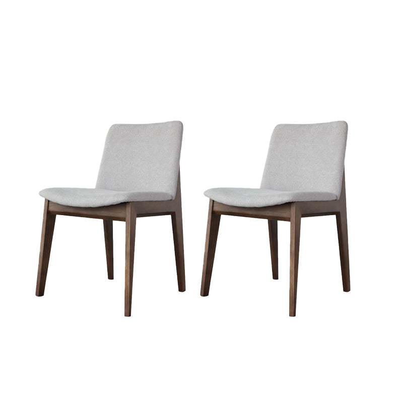 White Upholstered Dining Chairs Kitchen Dining Armless Chair with Wood Legs