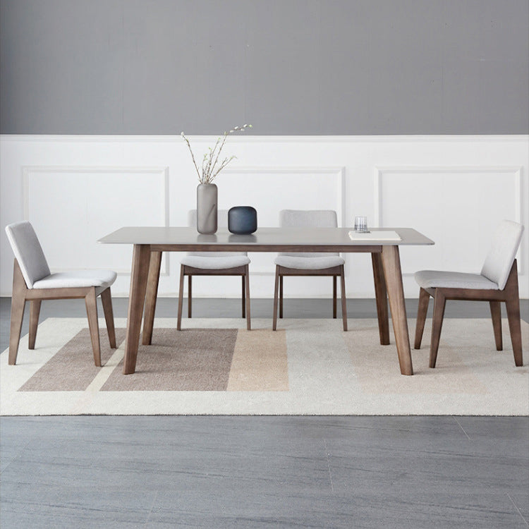 White Upholstered Dining Chairs Kitchen Dining Armless Chair with Wood Legs