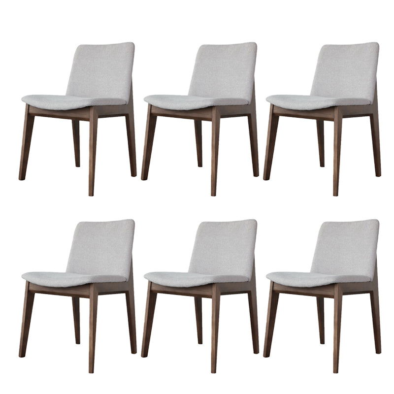 White Upholstered Dining Chairs Kitchen Dining Armless Chair with Wood Legs