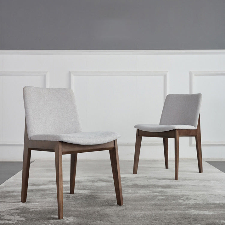 White Upholstered Dining Chairs Kitchen Dining Armless Chair with Wood Legs