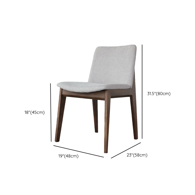 White Upholstered Dining Chairs Kitchen Dining Armless Chair with Wood Legs