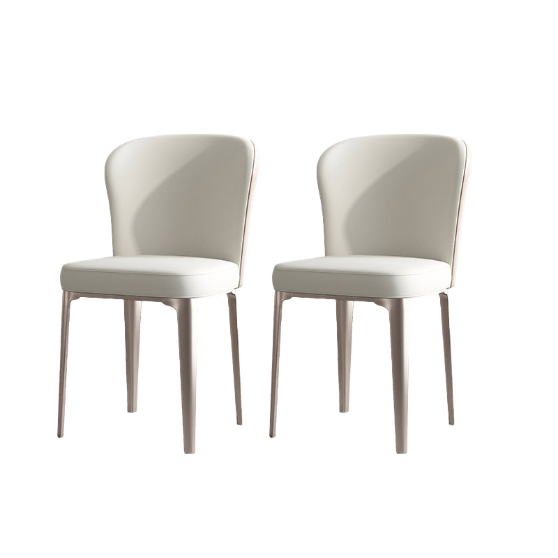 Contemporary Upholstered Dining Chairs Kitchen Dining Armless Chair in White