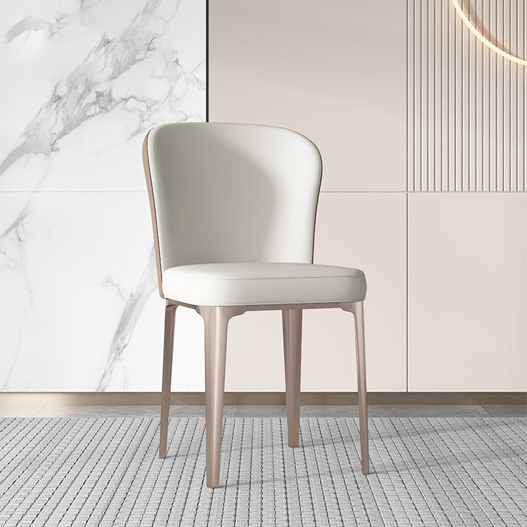 Contemporary Upholstered Dining Chairs Kitchen Dining Armless Chair in White