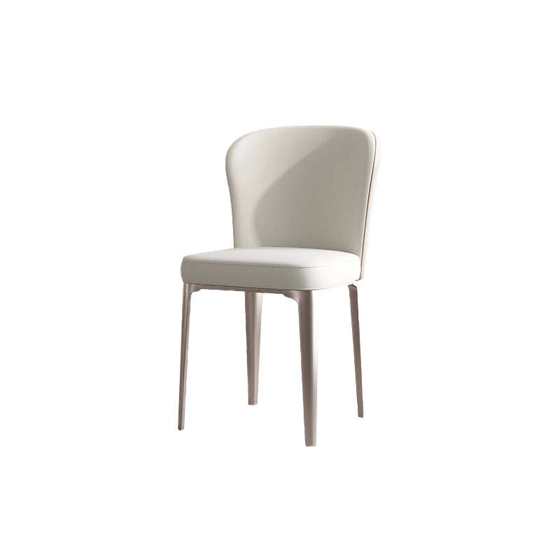 Contemporary Upholstered Dining Chairs Kitchen Dining Armless Chair in White