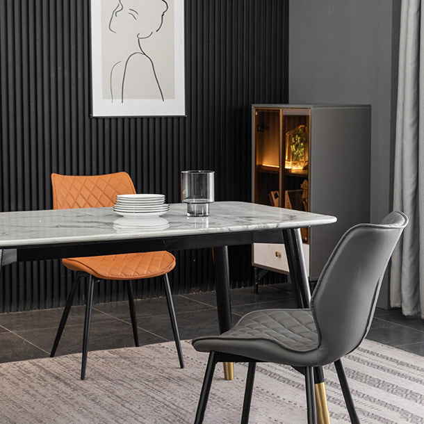 Upholstered Dining Chairs Wingback Side Chair with Metal Legs