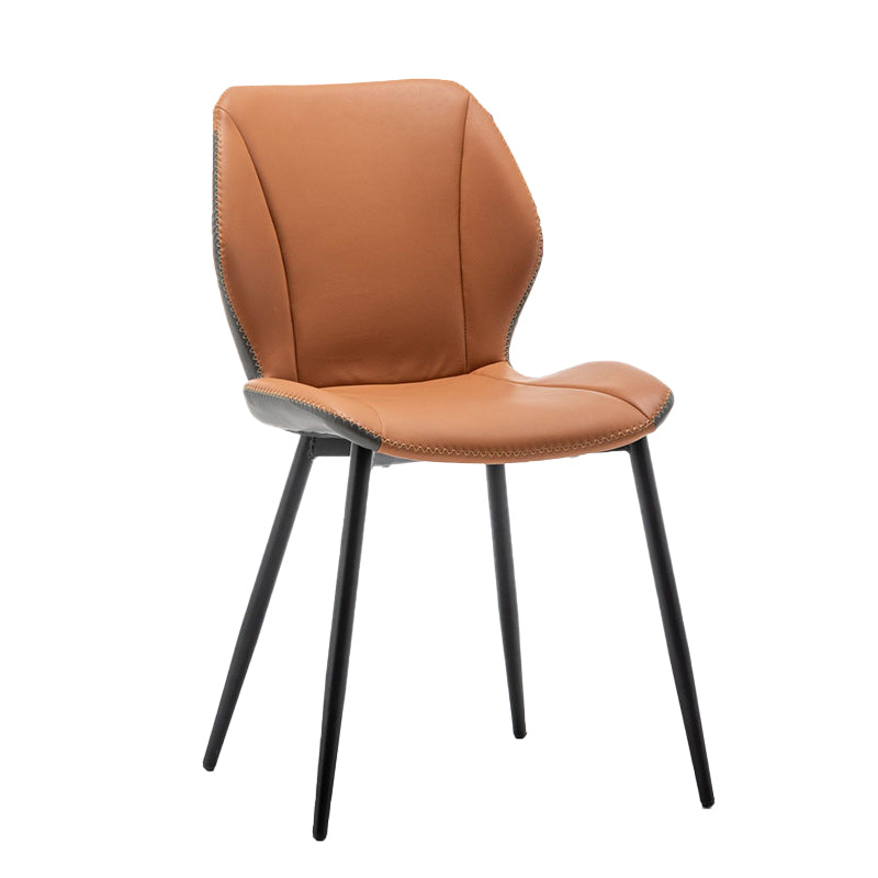 Contemporary Upholstered Dining Chairs Wingback Side Chair with Metal Legs
