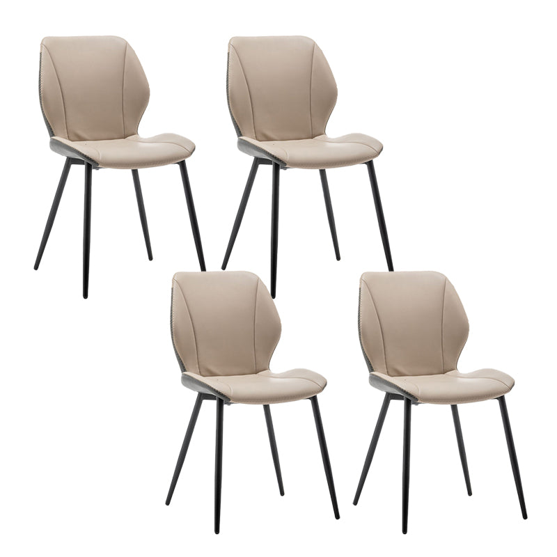 Contemporary Upholstered Dining Chairs Wingback Side Chair with Metal Legs