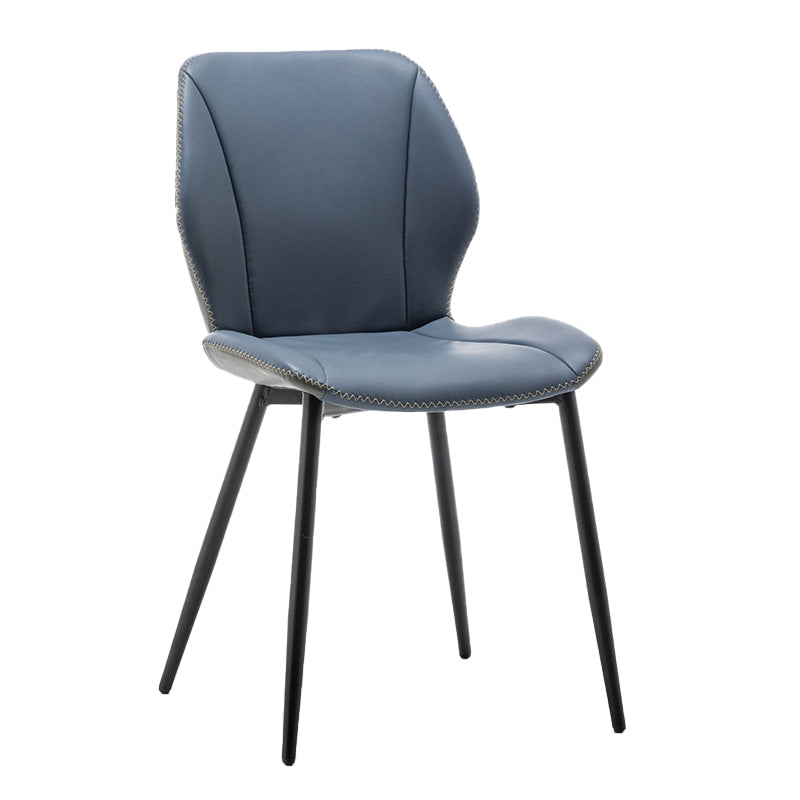 Contemporary Upholstered Dining Chairs Wingback Side Chair with Metal Legs