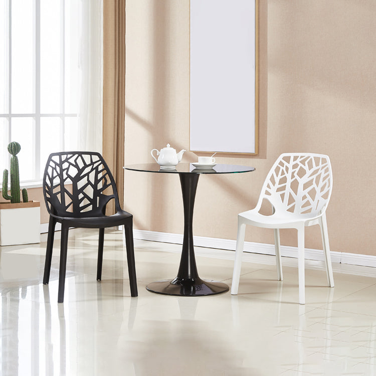 Glam Indoor-Outdoor Dining Side Chair Plastic Stackable Side Chair