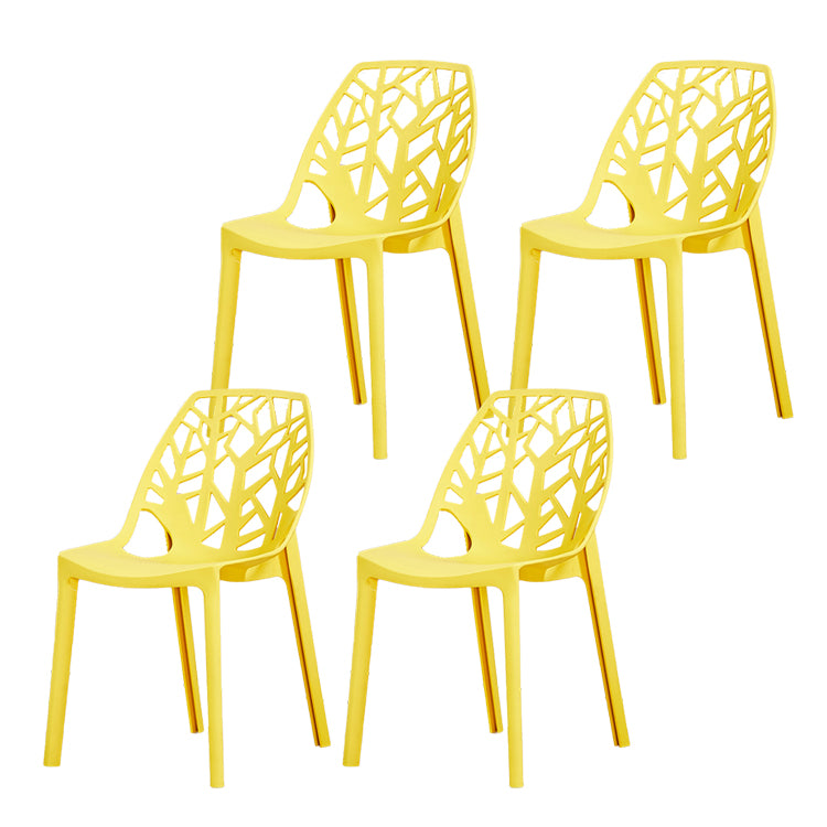 Glam Indoor-Outdoor Dining Side Chair Plastic Stackable Side Chair