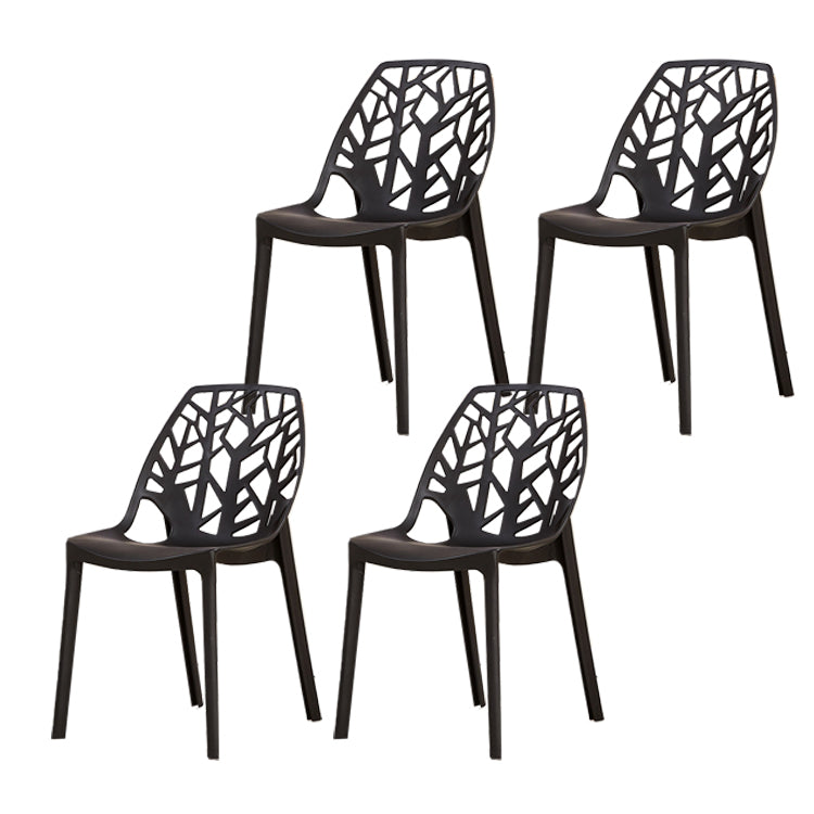 Glam Indoor-Outdoor Dining Side Chair Plastic Stackable Side Chair