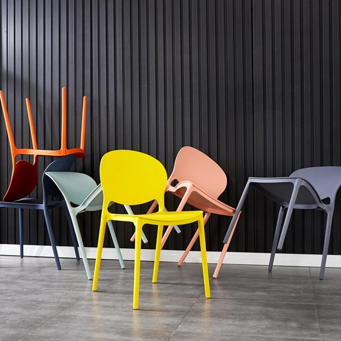Plastic Open Back Dining Chair Indoor-Outdoor Stackable Side Chair