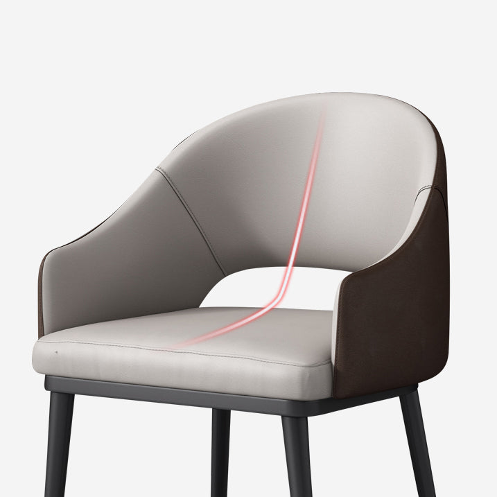 Glam Upholstered Arm Chair Faux Leather Open Back Dining Arm Chair for Home