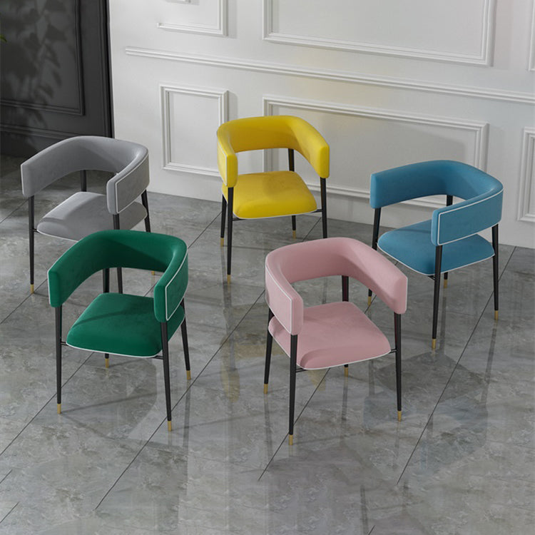 Glam Upholstered Dining Arm Chair Open Back Arm Chair for Dining Room