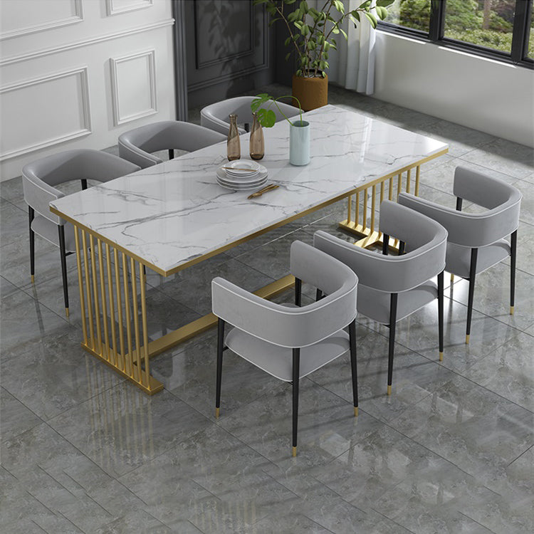 Glam Upholstered Dining Arm Chair Open Back Arm Chair for Dining Room