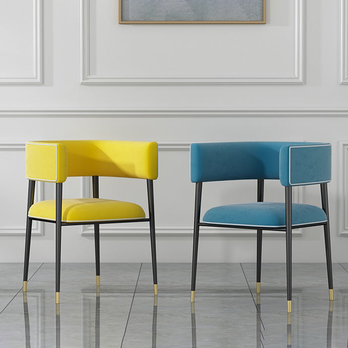 Glam Upholstered Dining Arm Chair Open Back Arm Chair for Dining Room