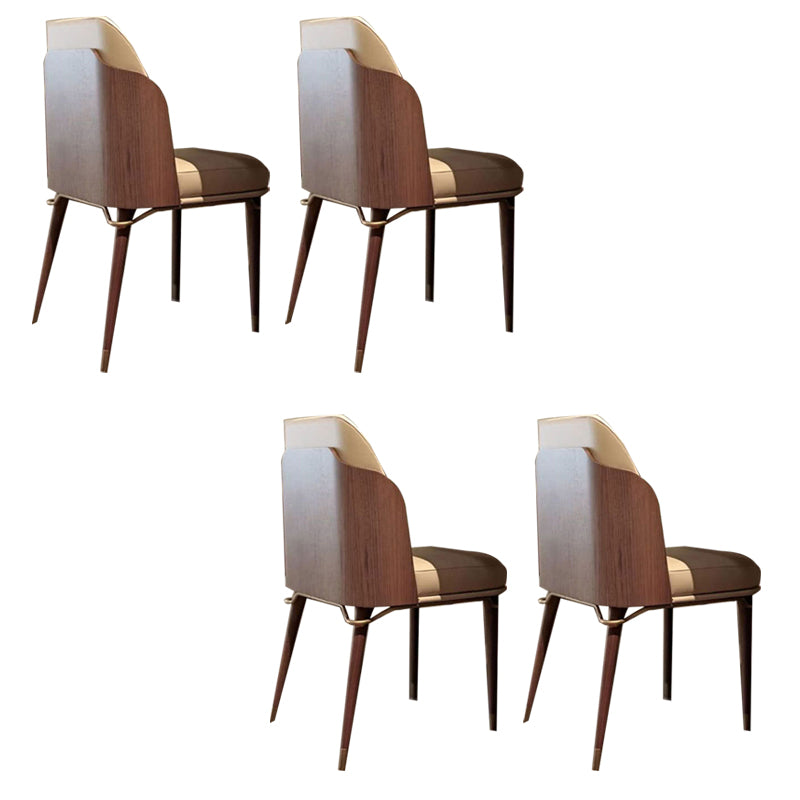 Glam Style Kitchen Dining Chairs Upholstered Side Chairs with Wood Legs