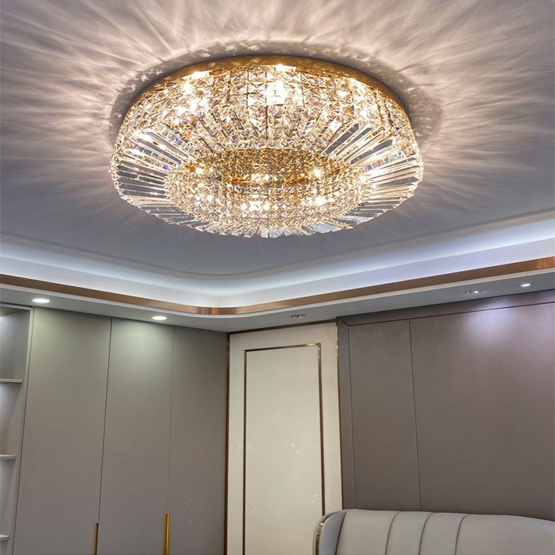Modernism Flush Mount Lamp Round Ceiling Lighting with Crystal for Bedroom