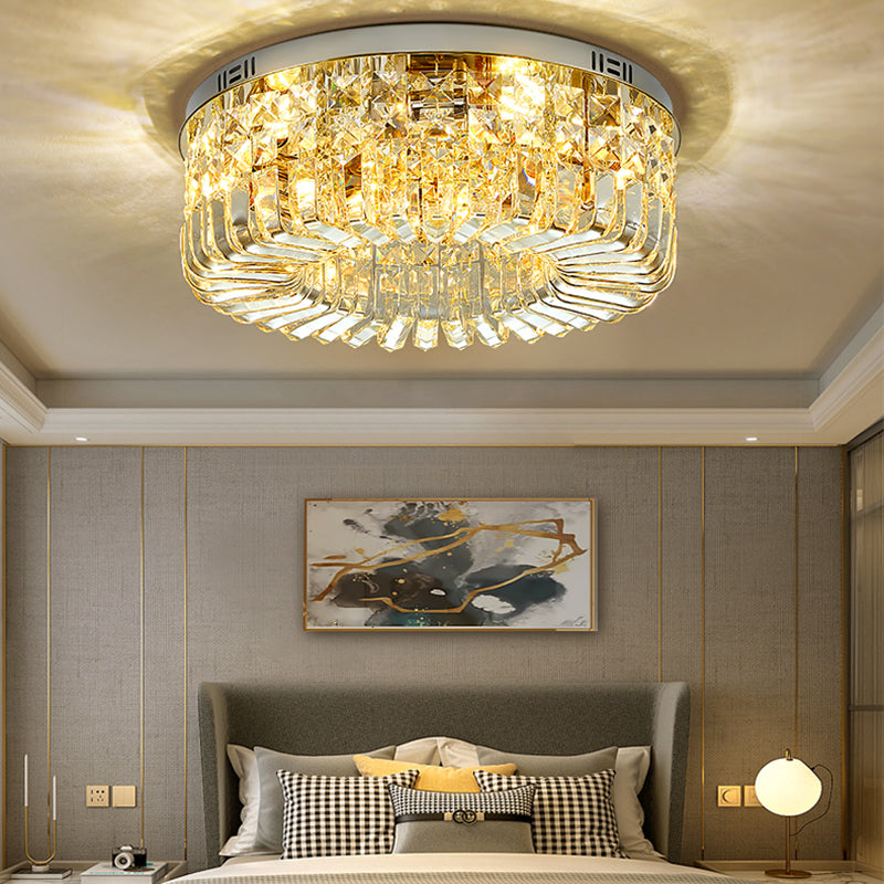 Modernism Flush Mount Lamp Round Ceiling Lighting with Crystal for Bedroom