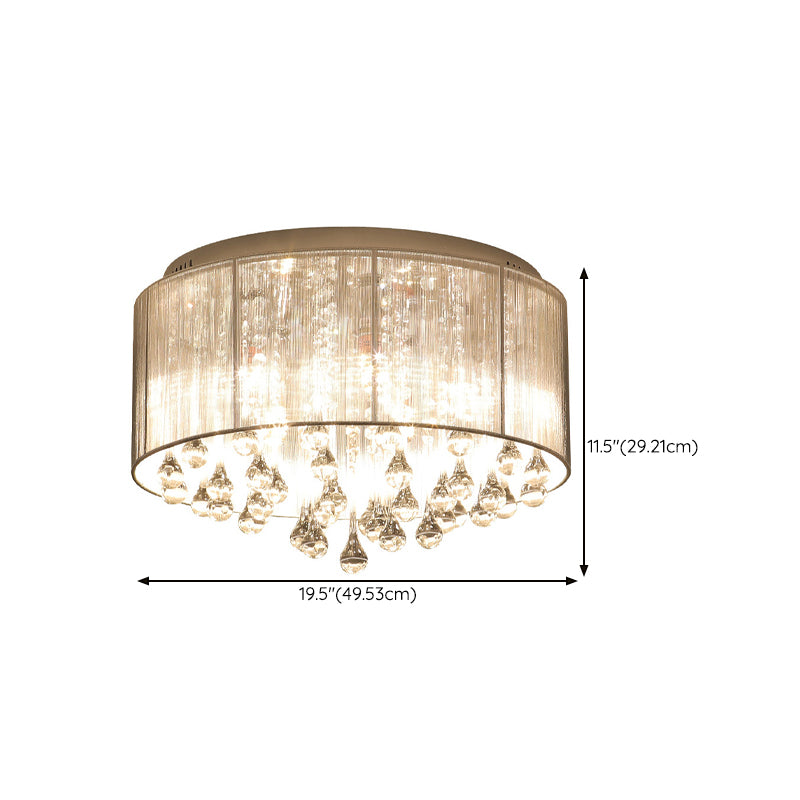 Contemporary Ceiling Lamp Fabric Shade Flush Mount Light Fixture