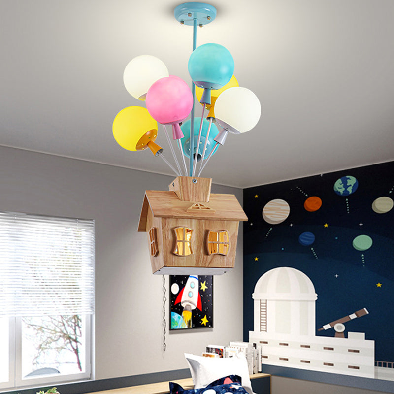 Contemporary Ceiling Lamp Colorful Glass Shade Flush Mount Light Fixture