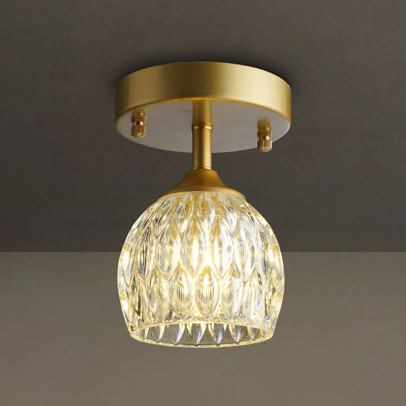 Contemporary Ceiling Lamp Minimalist Glass Shade Flush Mount Light Fixture