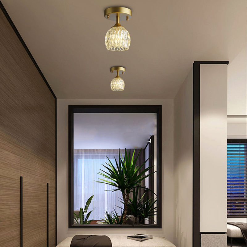 Contemporary Ceiling Lamp Minimalist Glass Shade Flush Mount Light Fixture