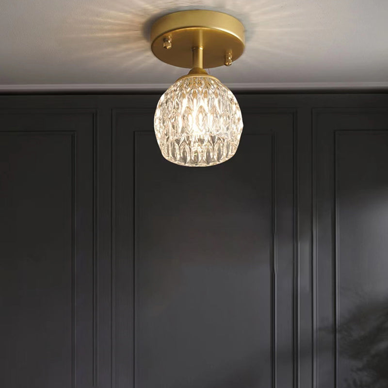 Contemporary Ceiling Lamp Minimalist Glass Shade Flush Mount Light Fixture