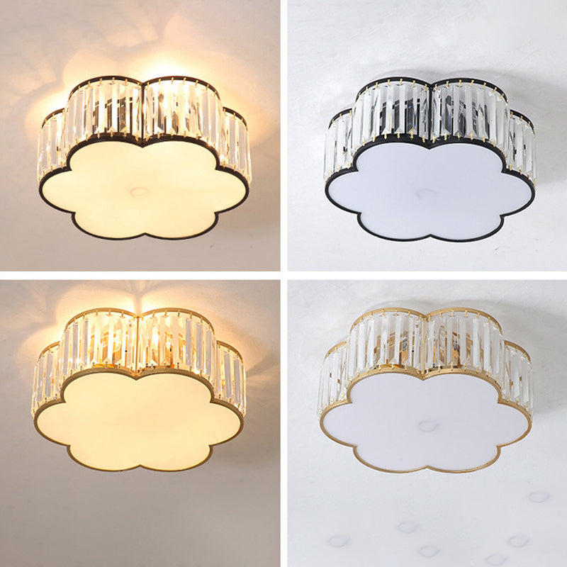 Modern Geometric Flush Ceiling Light Crystal 4 Lights Flush Mount Light
