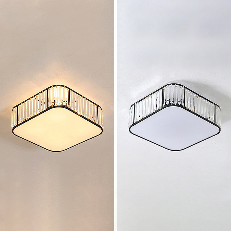 Modern Geometric Flush Ceiling Light Crystal 4 Lights Flush Mount Light