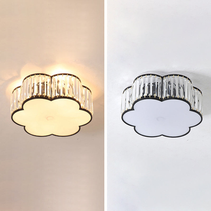 Modern Geometric Flush Ceiling Light Crystal 4 Lights Flush Mount Light