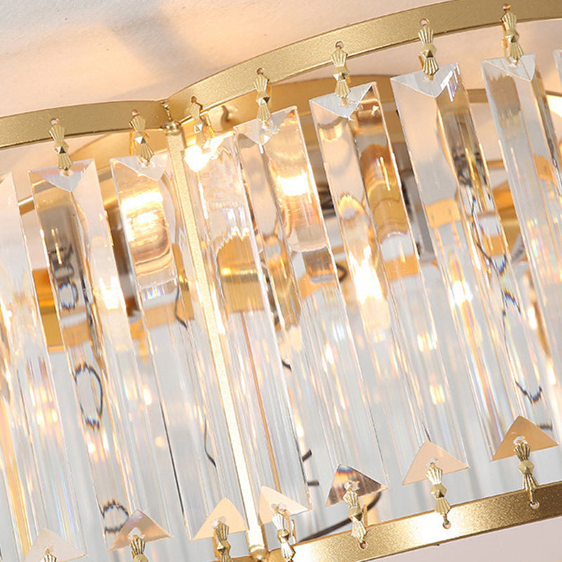 Modern Geometric Flush Ceiling Light Crystal 4 Lights Flush Mount Light