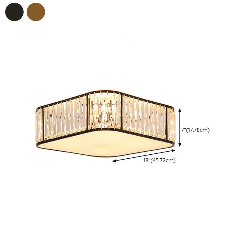 Modern Geometric Flush Ceiling Light Crystal 4 Lights Flush Mount Light