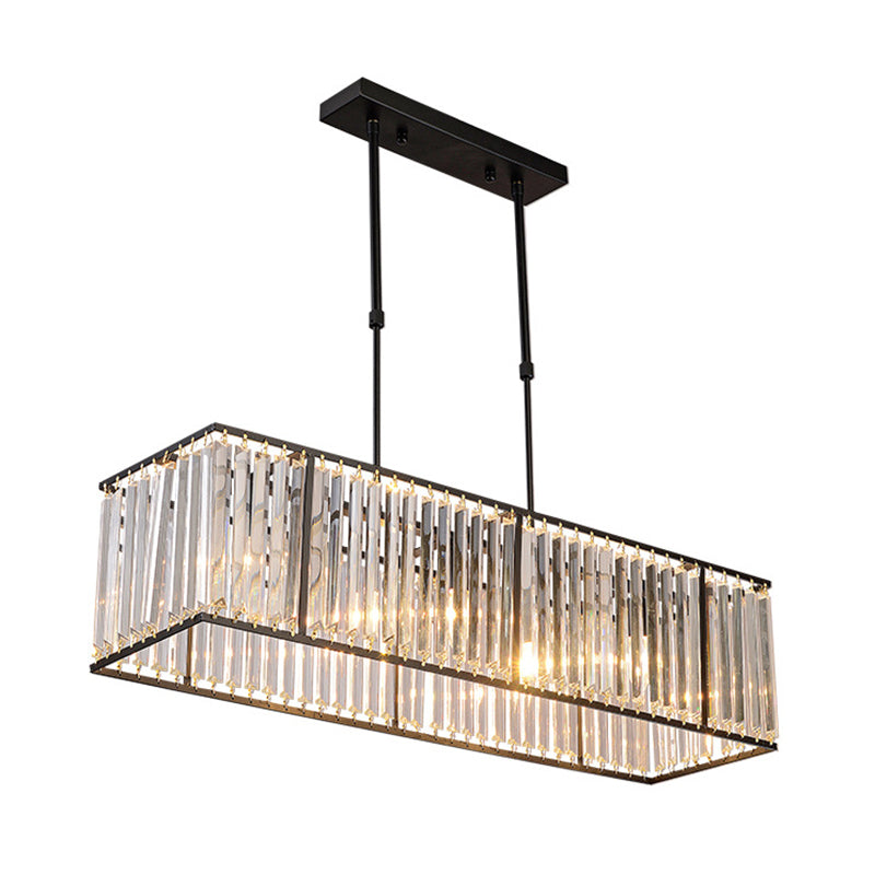 Contemporary Hanging Light Rectangular Island Lighting with Crystal for Dining Room