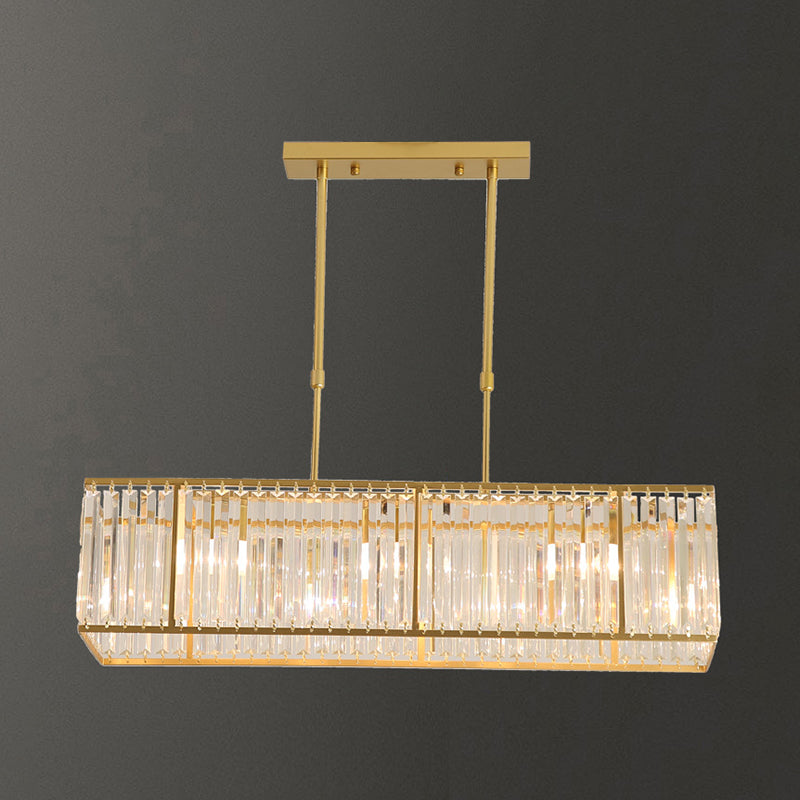 Contemporary Hanging Light Rectangular Island Lighting with Crystal for Dining Room
