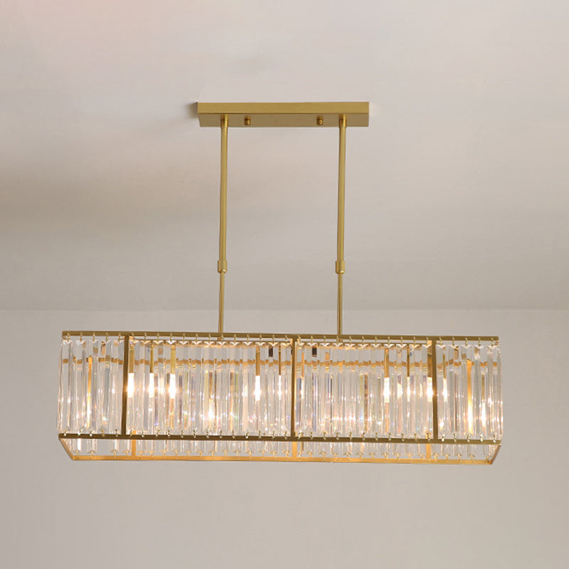 Contemporary Hanging Light Rectangular Island Lighting with Crystal for Dining Room